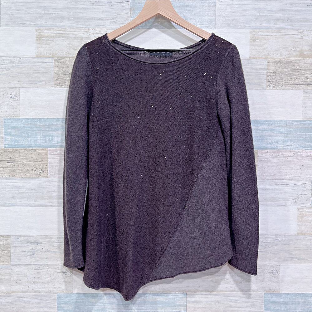 FABIANA FILIPPI 100% Italian Cashmere Asymmetric Sweater Gray Sequins Womens XS